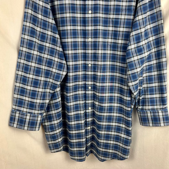 Lands End Men Traditional Fit Supima No Iron Long Sleeve Plaid Button Down Shirt - Picture 4 of 8